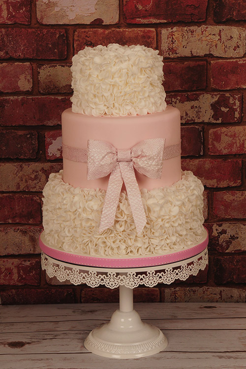 Wedding cake pink and white designed by Janet Dobie from JD Cake Designs